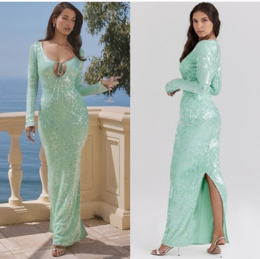 Titania Seagoam Maxi Sequin  Dress